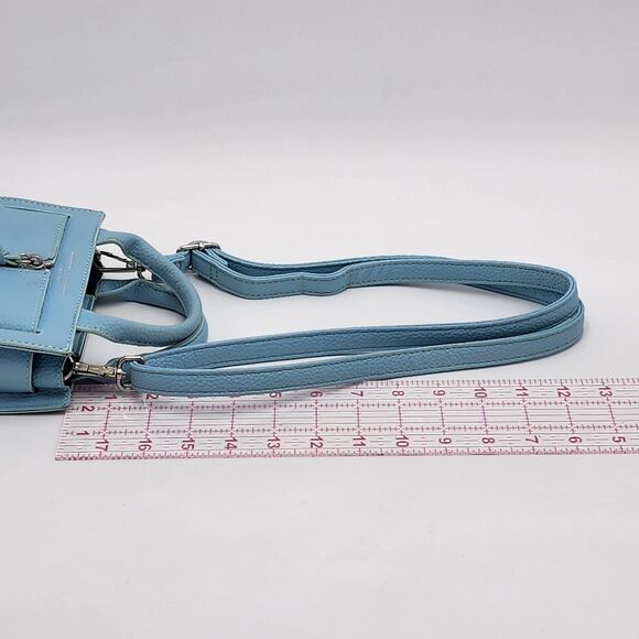 Brandon Blackwood Kuei Mini Zip Leather Tote Crossbody Bag Powder Blue - Picture 12 of 12